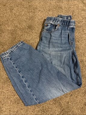 GAP Medium Blue Kids Denim barrel Jeans with Elastic Waist